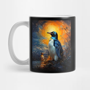 Penguin art, penguins lover, van gogh starry night Mug